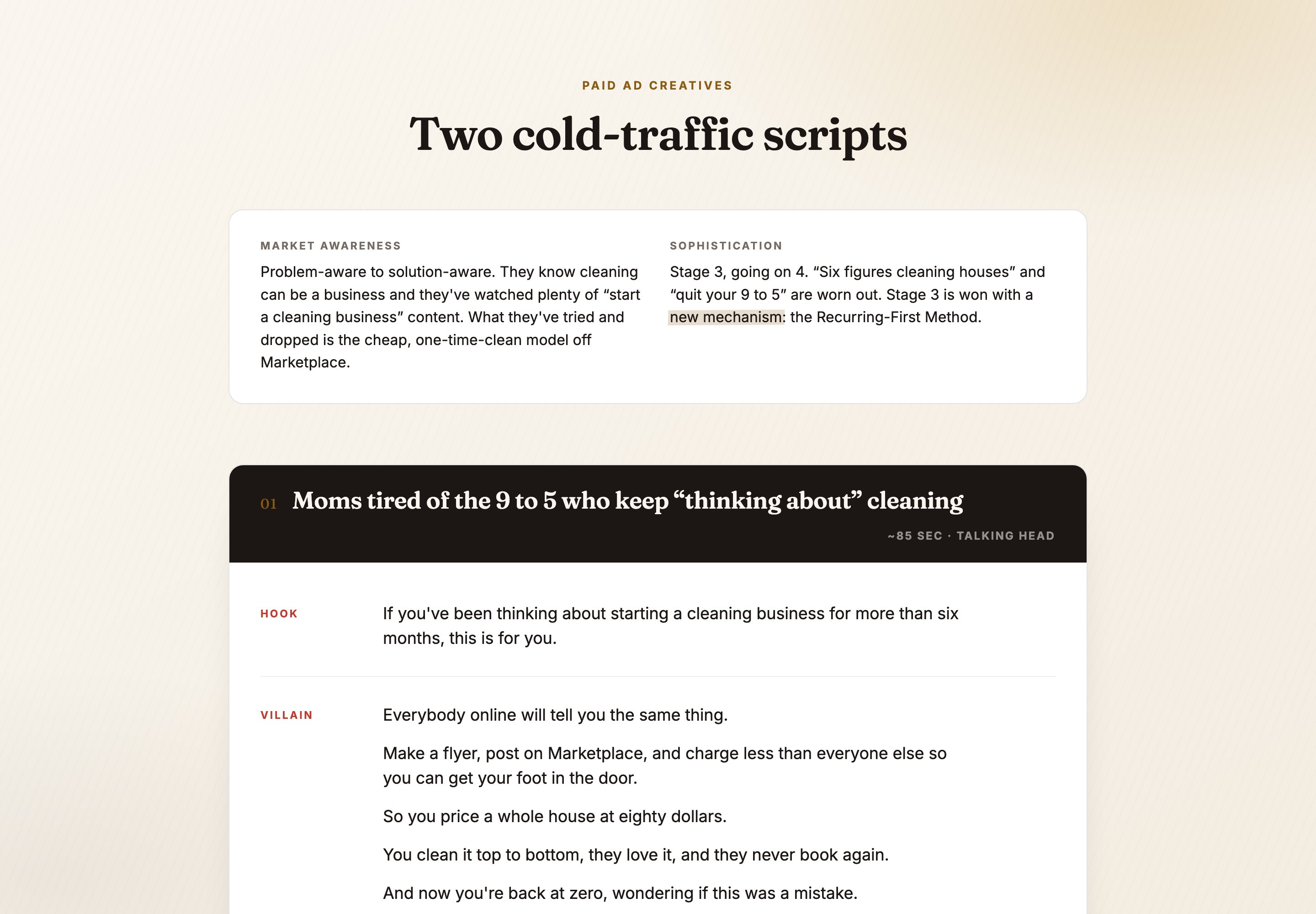 Ad creative scripts preview